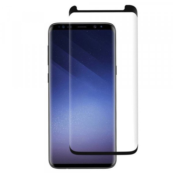 Wholesale 3D Tempered Glass Full Screen Protector with Working Adhesive In Screen Finger Scanner for Samsung Galaxy S9+ (Plus) / S8+ (Plus) (Glass Black)